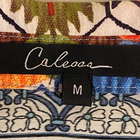 Caleoas Women’s M Tunic Top Shirt Mixed Pattern Button Up Pockets Boho - Picture 3 of 14